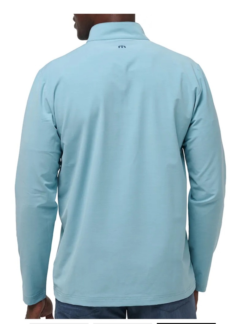 Men'TRAVIS MATTHEW Light Blue Quarter-Zip Pullover with Navy Stripe! L! New - Picture 4 of 8